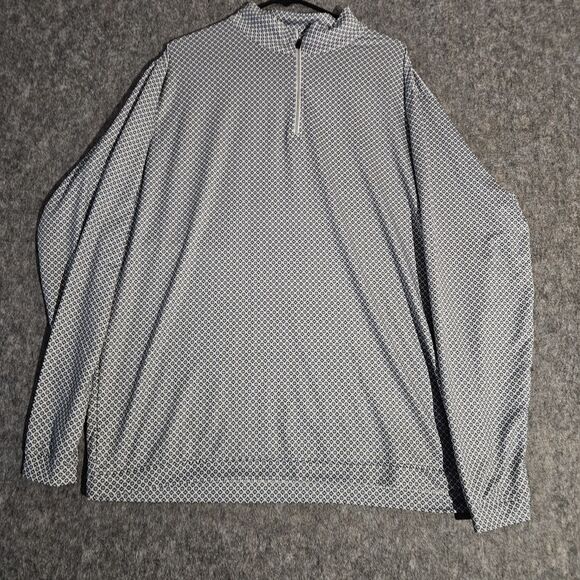 Rafter C Other - Rafter C Pullover Shirt Geometric White Blue Print Long Sleeve 1/4 Zip Men's XXL